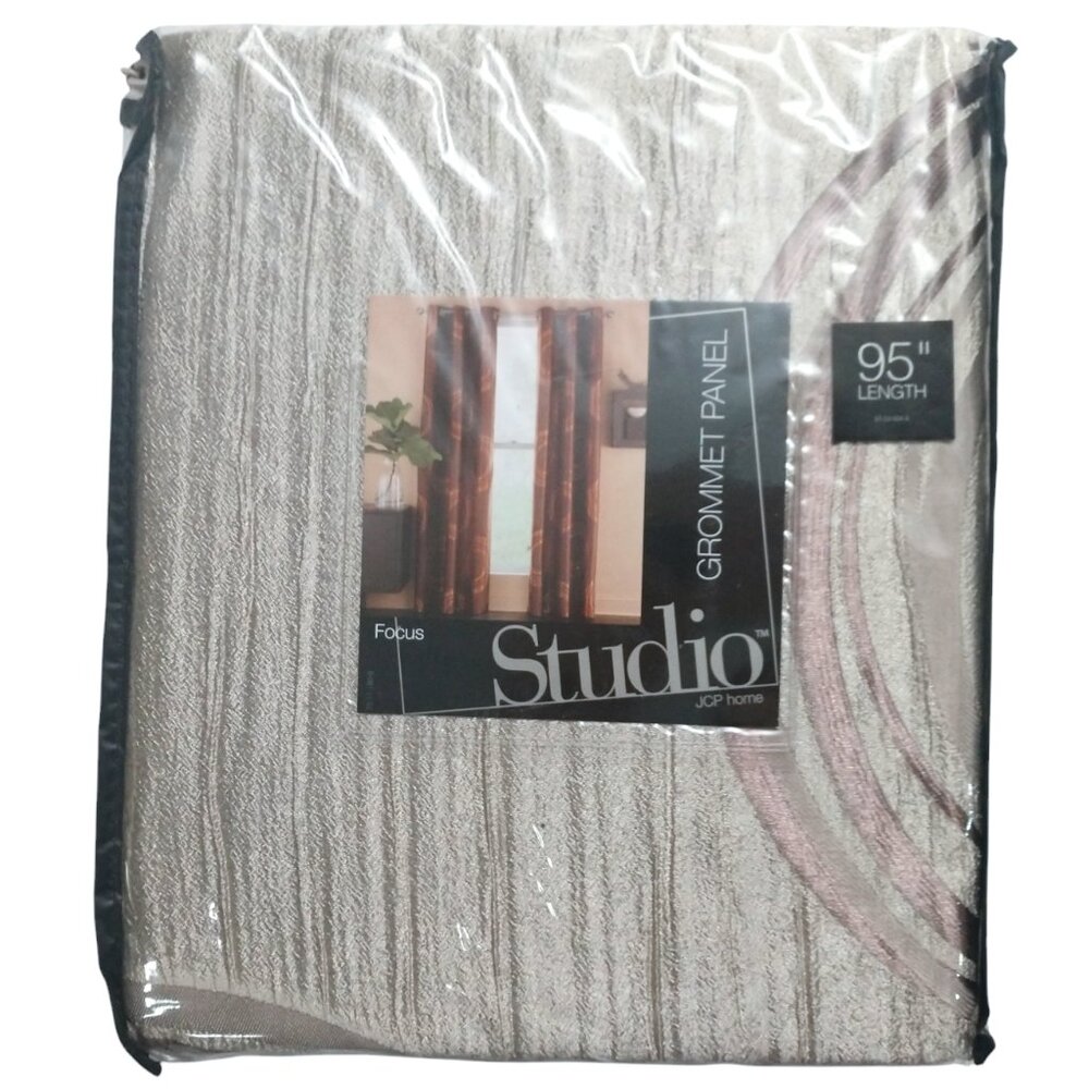 NIP JCPenney Home Studio Shimmer Dune/Dark Mocha Grommet Curtain Panel